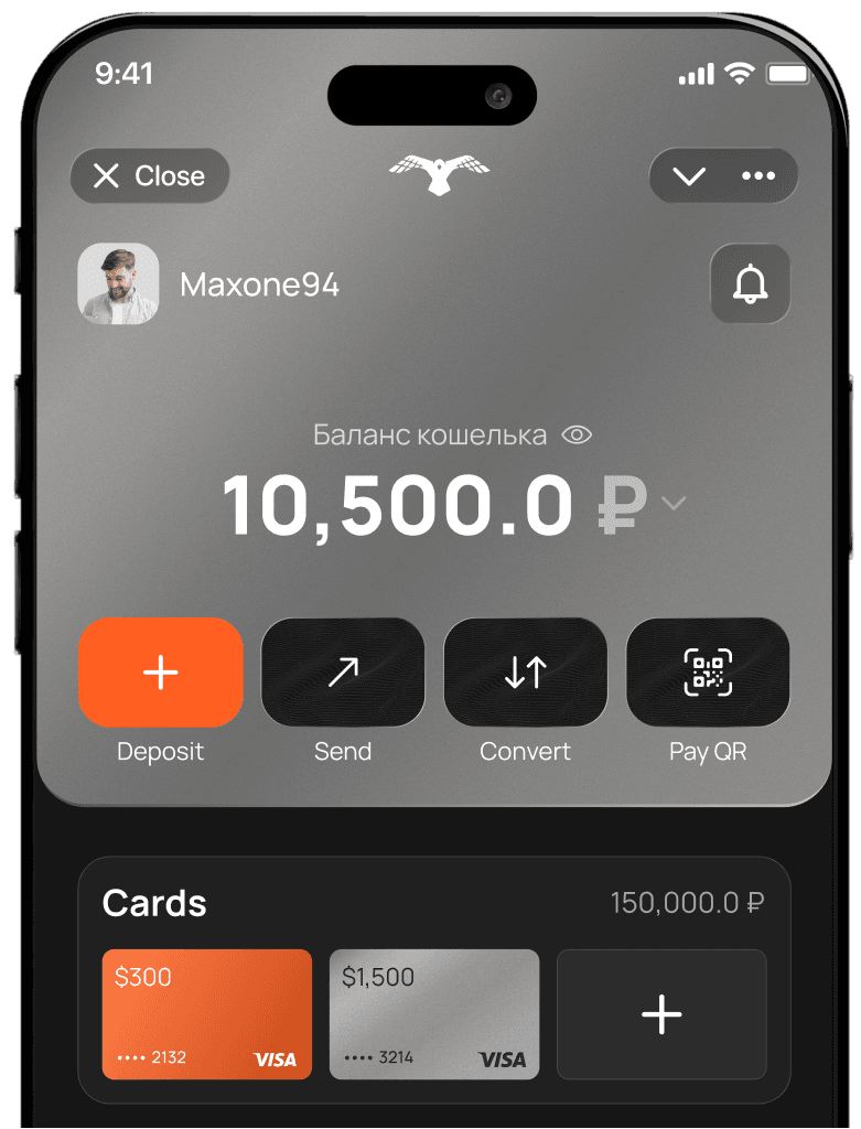 Akıllı telefonda Payscrow Wallet ekranı